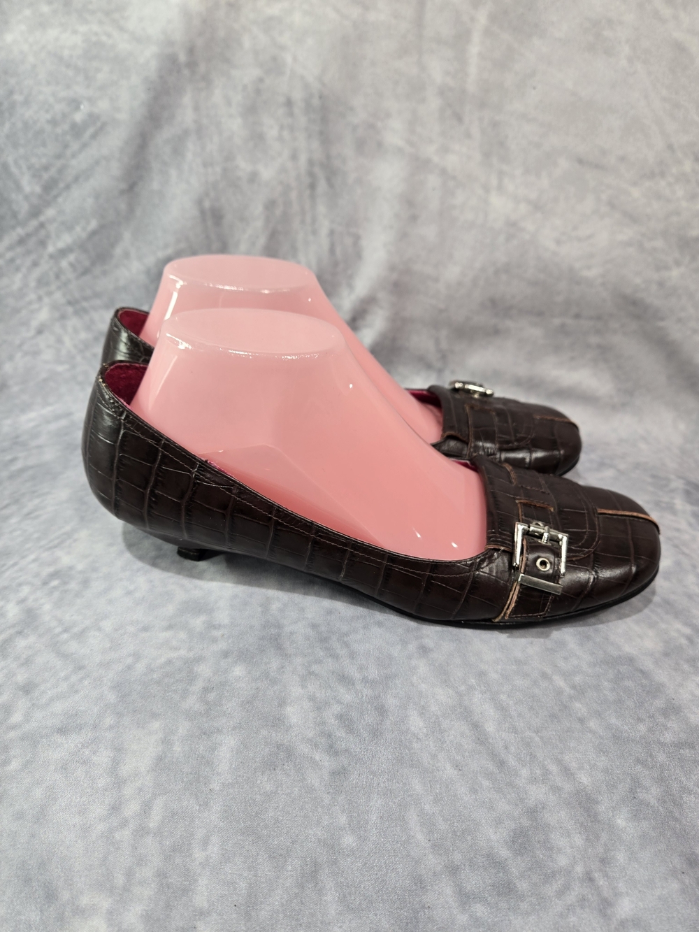 N.Y.L.A. Crocodile-Embossed Leather Pumps